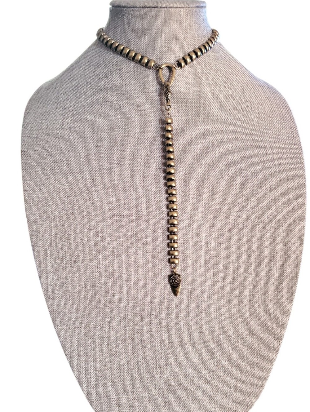 Antique Brass Y-shaped Lariat Choker Necklace